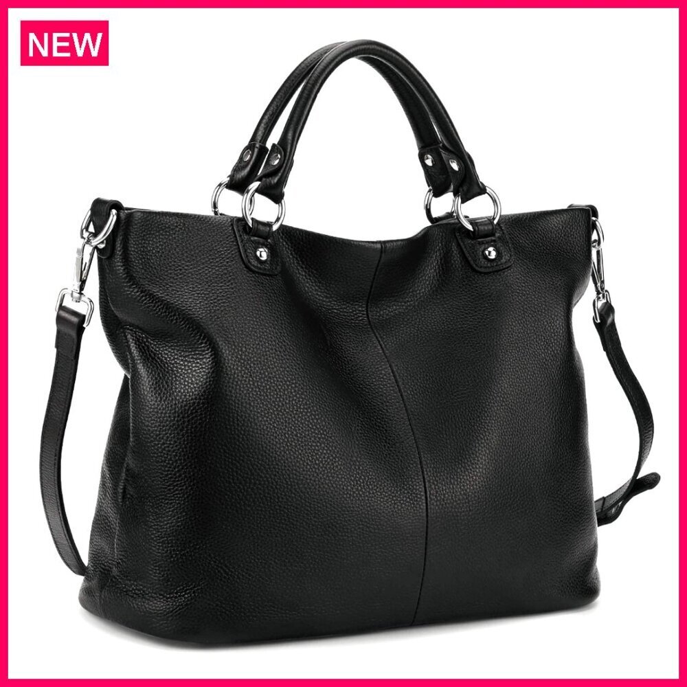 Large Leather Tote Bag with Adjustable Strap, Fits 13-Inch Laptop